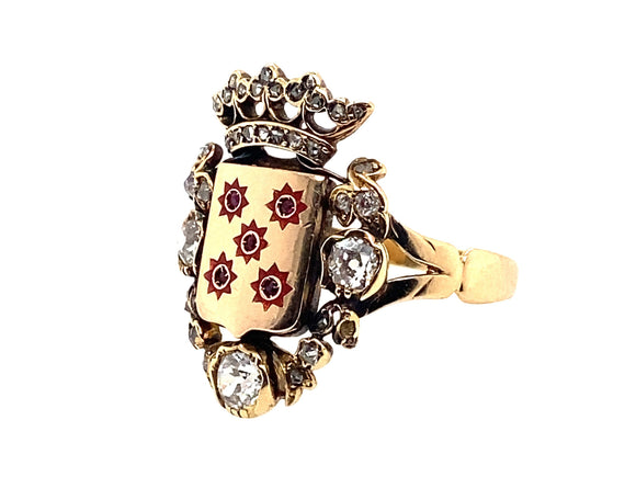 Victorian coat of arm diamond ring