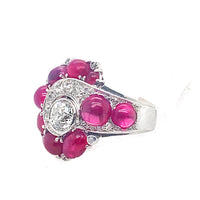 Anello Art Déco in platino con diamanti e rubini, 1930