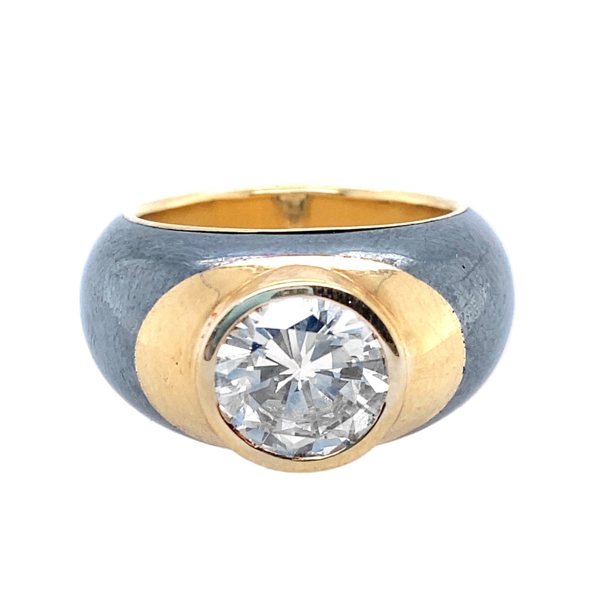 Anello in oro e argento con diamante