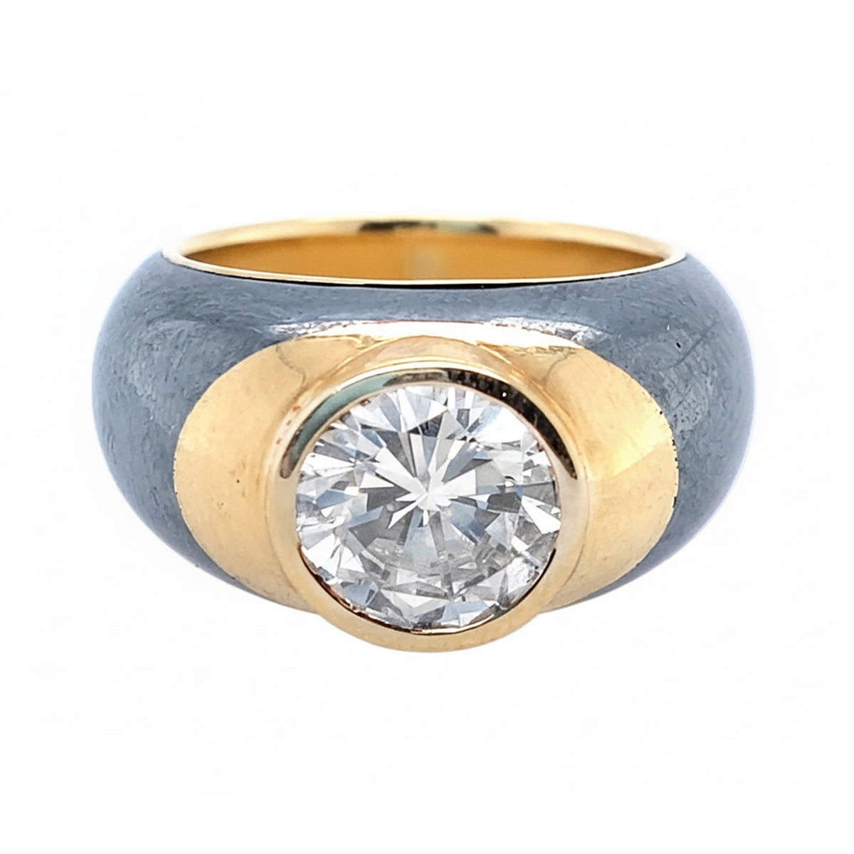 Gold and silver diamond ring