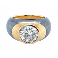 Gold and silver diamond ring