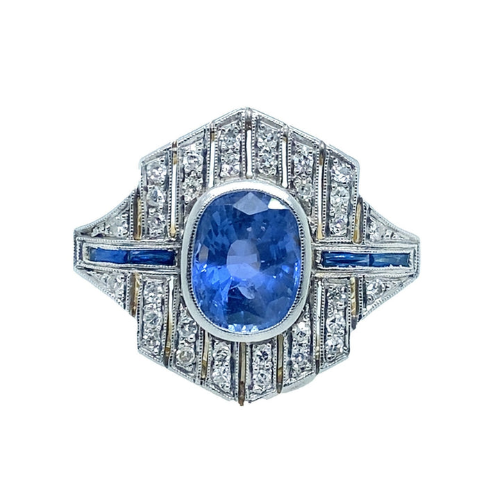 Anello con diamanti e zaffiri