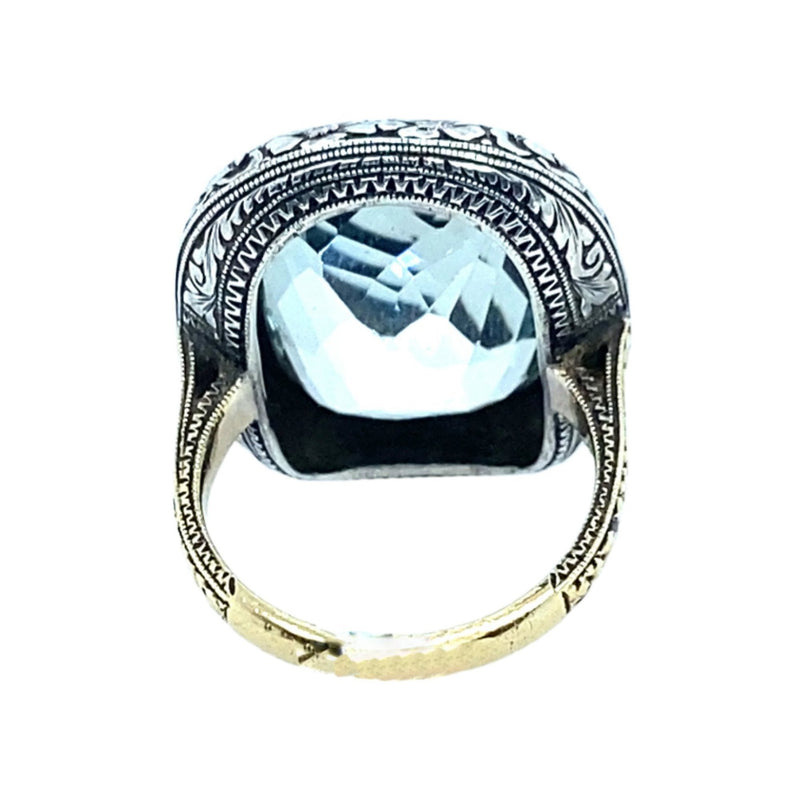 Belle Epoque gold aquamarine ring. 1900