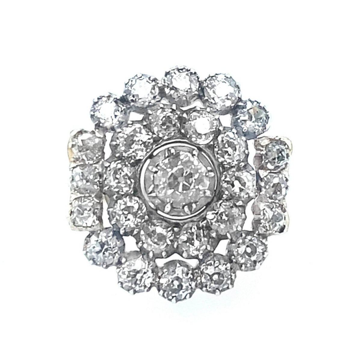 Antique gold and diamond cluster ring