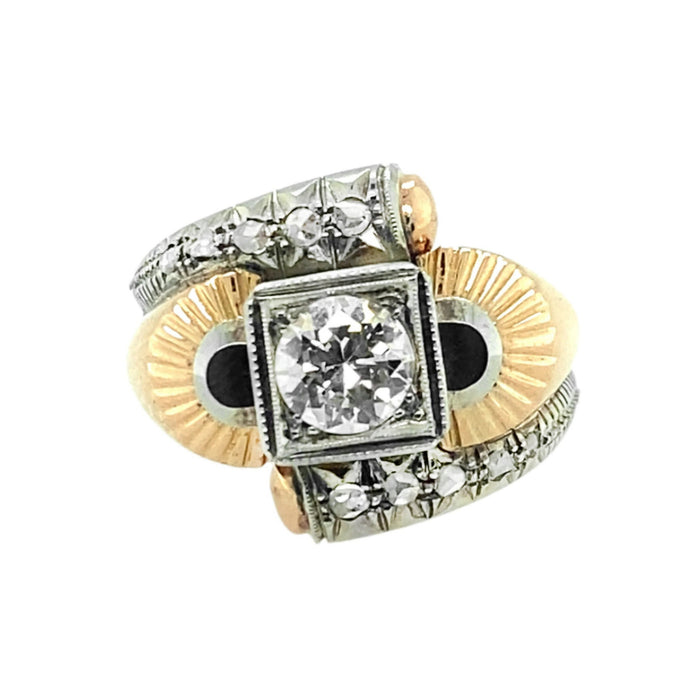Italian retro gold and diamond ring, 1940
