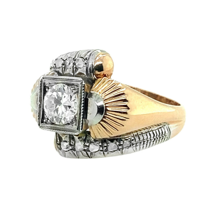 Italian retro gold and diamond ring, 1940