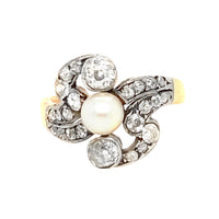 Anello toi et moi Belle Epoque con diamanti e perle.