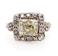 Anello antico in oro giallo e argento con diamanti 