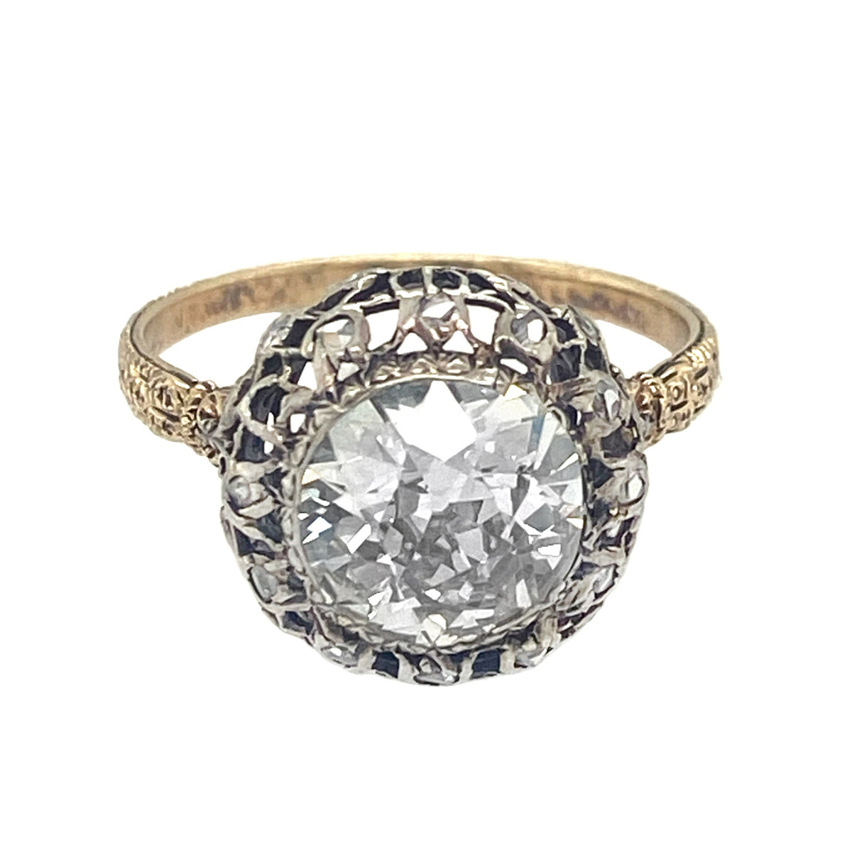 Antique gold and silver old-cut diamond ring, 1910