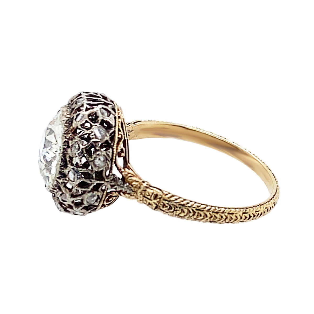 Antique gold and silver old-cut diamond ring, 1910