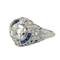 Anello Art Dèco in platino con diamanti