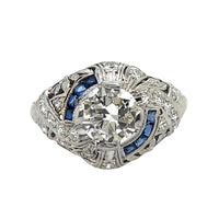 Anello Art Dèco in platino con diamanti