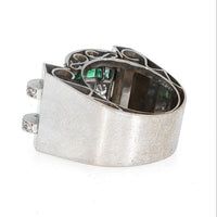 Anello Art Déco con diamanti e smeraldi 