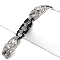 Art Déco platinum and diamond enamel bracelet