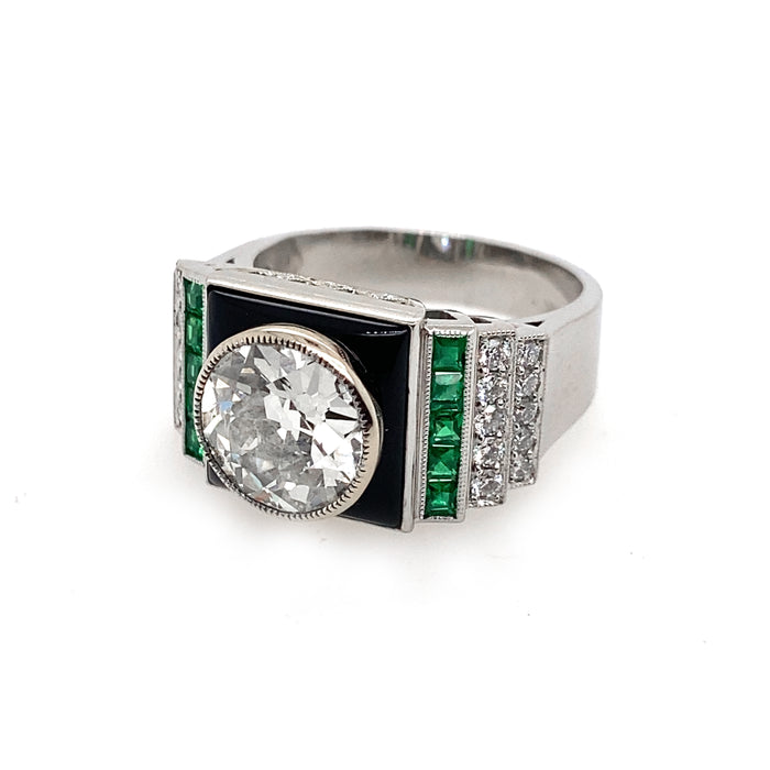 Anello Boucheron in platino, diamanti e onice, 1935