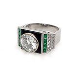 Boucheron platinum diamond and onyx ring, 1935
