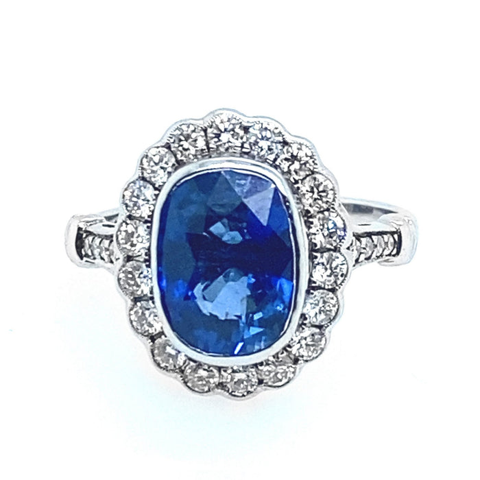 Vintage diamond and sapphire ring