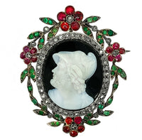 Victorian gem set cameo brooch depicting Ajax