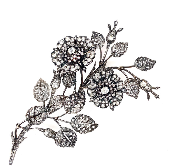 Victorian diamond spray flower brooch