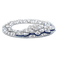 Art Déco platinum diamond and sapphire brooch
