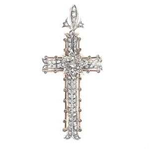 Victorian rose cut diamond cross pendant