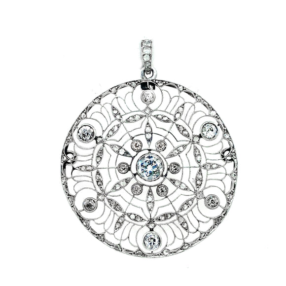 Magnifico pendente in platino e diamanti inizio secolo, 1900 c.a. 