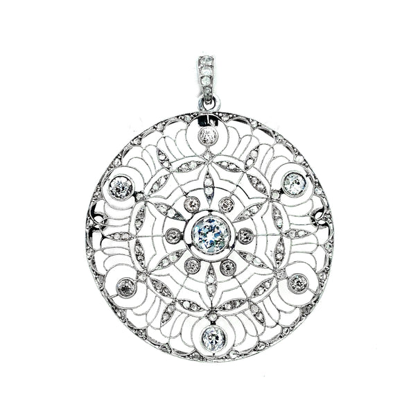 Edwardian platinum and diamond pendant