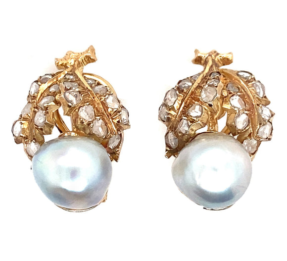 Buccellati, gold diamond and pearl earrings