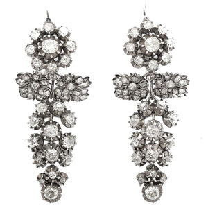 Early Victorian diamond grape and leave earrings