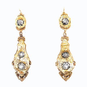 Victorian gold and rose-cut diamond earrings