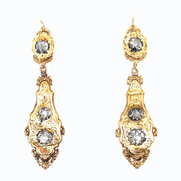 Victorian gold and rose-cut diamond earrings