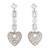 Art Déco platinum and diamond heart earrings