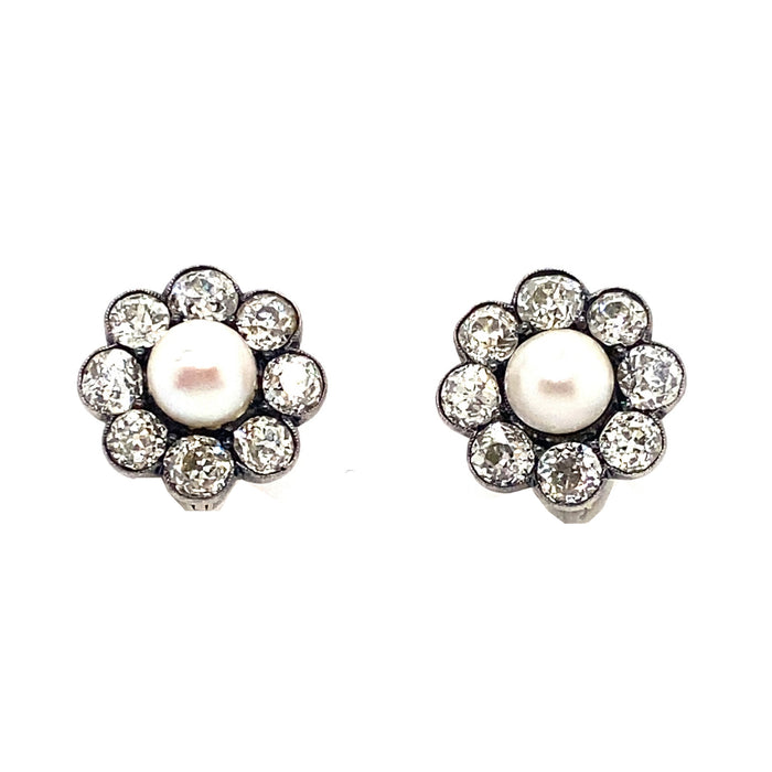 Victorian diamond and pearl earrings