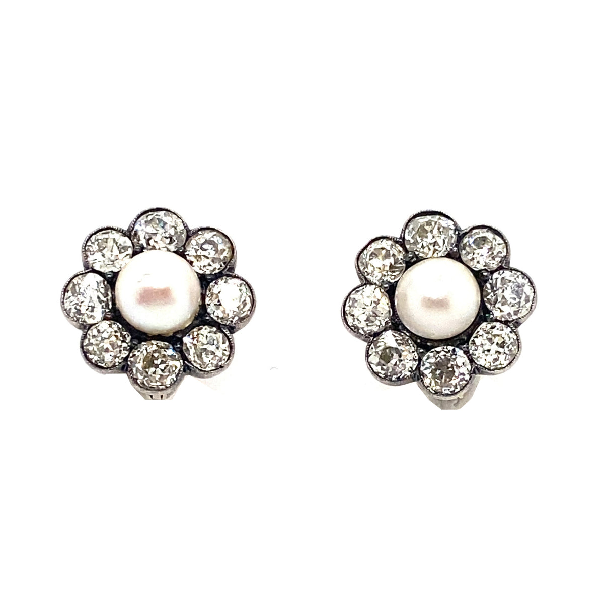 Victorian diamond and pearl earrings
