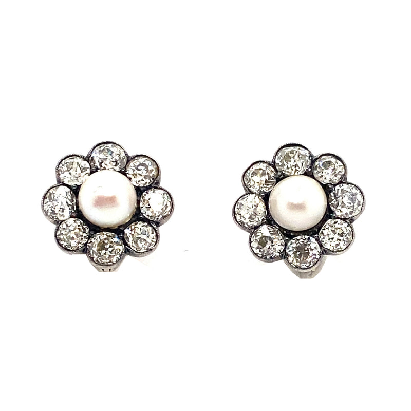 Victorian diamond and pearl earrings