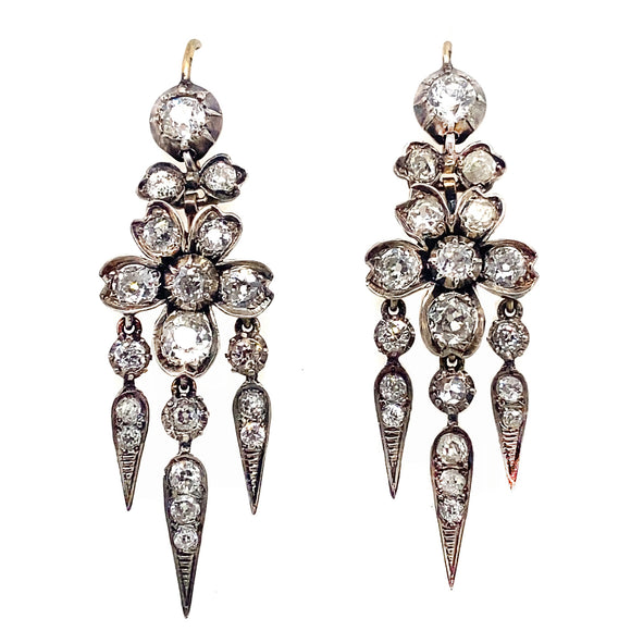 Victorian diamond floral earrings
