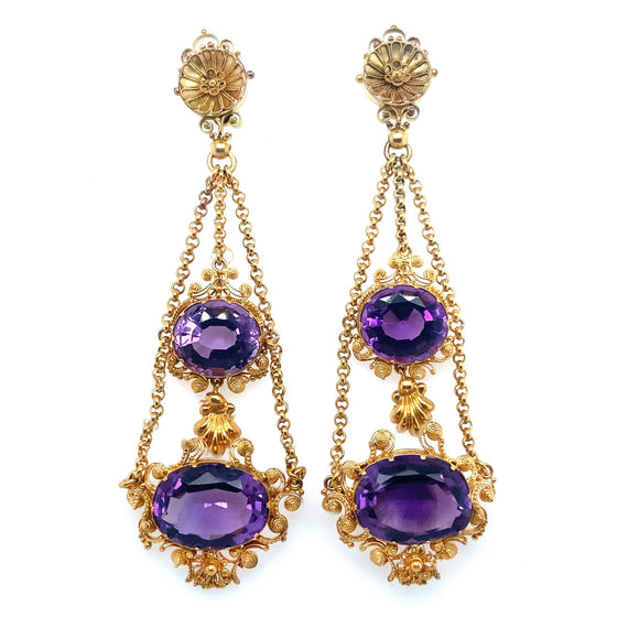 Georgian gold and amethyst earrings