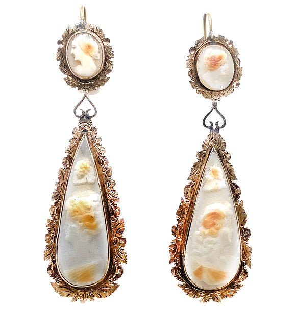 Victorian gold and cameo earrings
