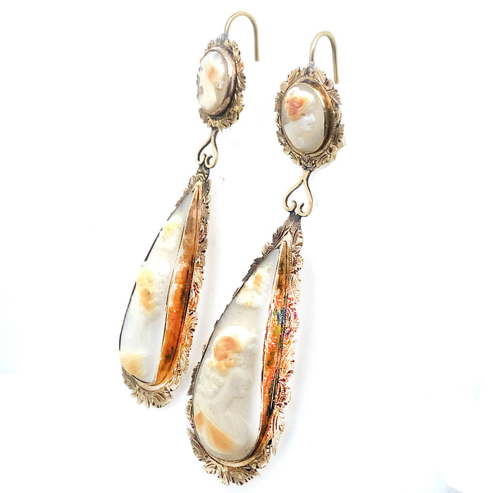 Victorian gold and cameo earrings