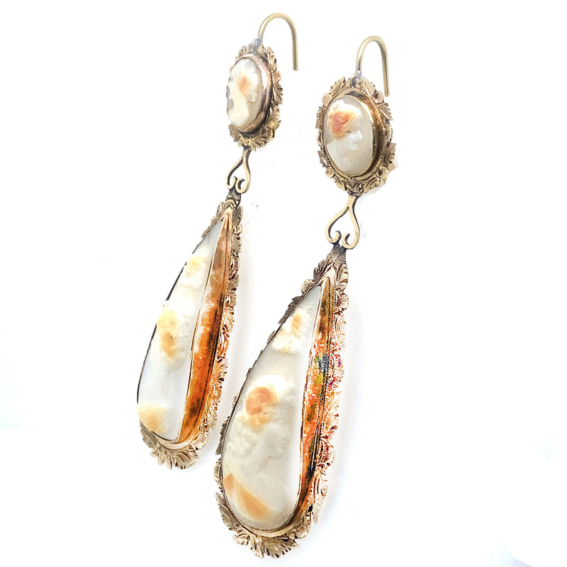 Victorian gold and cameo earrings