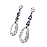 Delicate Art Déco platinum diamond and onyx earrings,. 1925