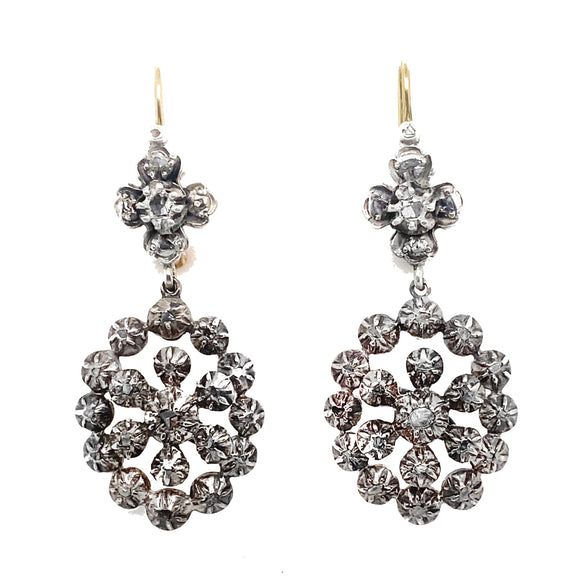 Georgian gold silver and diamond earrings, 1800