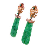 Art Nouveau gold, diamond and jade earrings, 1900
