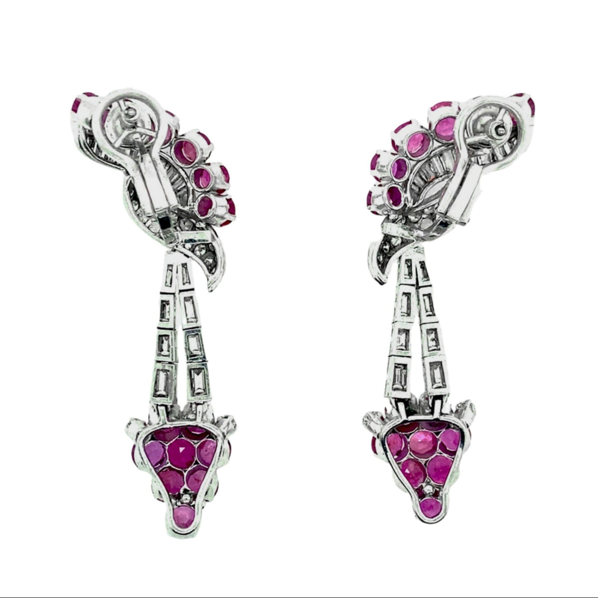 1950 platinum diamond and Ruby earrings