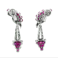 1950 platinum diamond and Ruby earrings