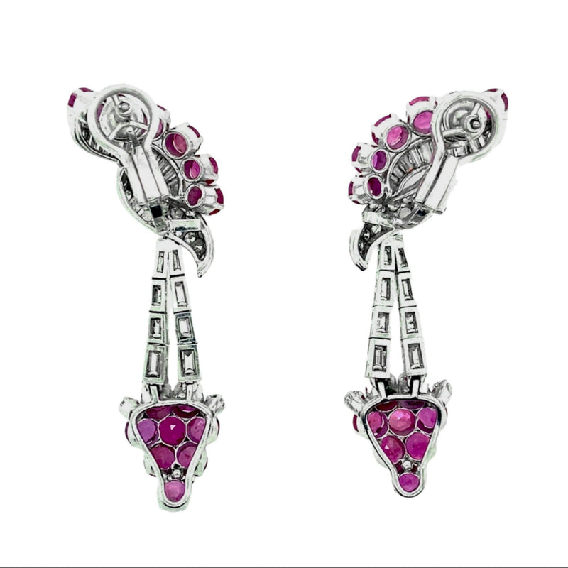 1950 platinum diamond and Ruby earrings