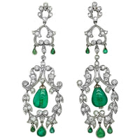 Edwardian diamond and emerald earrings