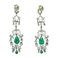 Edwardian diamond and emerald earrings

