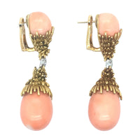 A pair of angel skin and gold earrings by Fred, 1970 c.a