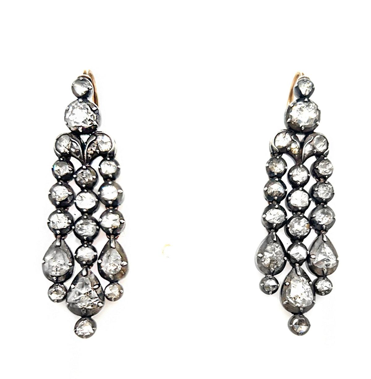 Georgian rose-cut diamond chandelier earrings